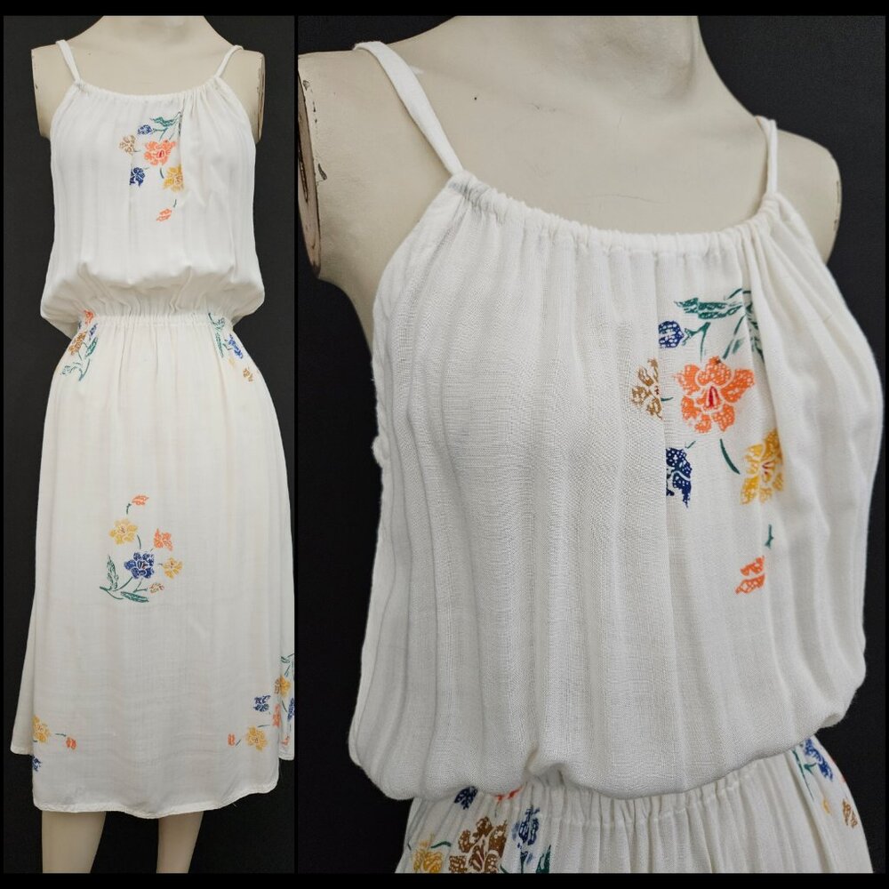 Vintage Floral Spaghetti Strap Blouson Sun Dress - Picture 2 of 15